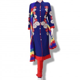 Fair Lady’s Linen Embroidery Shalwar Kameez and tie dye Georgette dupatta